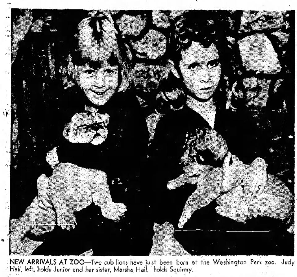 Nov. 12, 1947 Judy Hail, left and her sister, Marsha Hail.