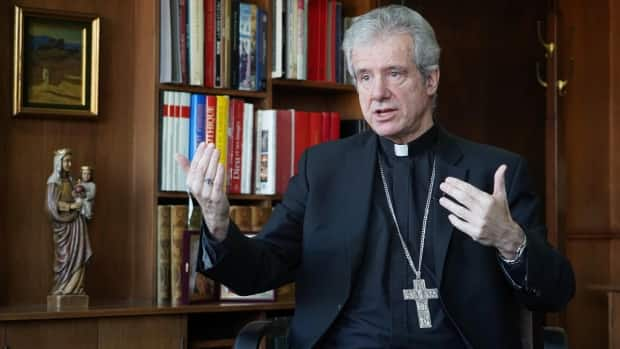 Christian Lépine, the archbishop of Montreal, apologized to Indigenous communities during a mass on Friday for the harms caused by residential schools. (Charles Contant/CBC - image credit)