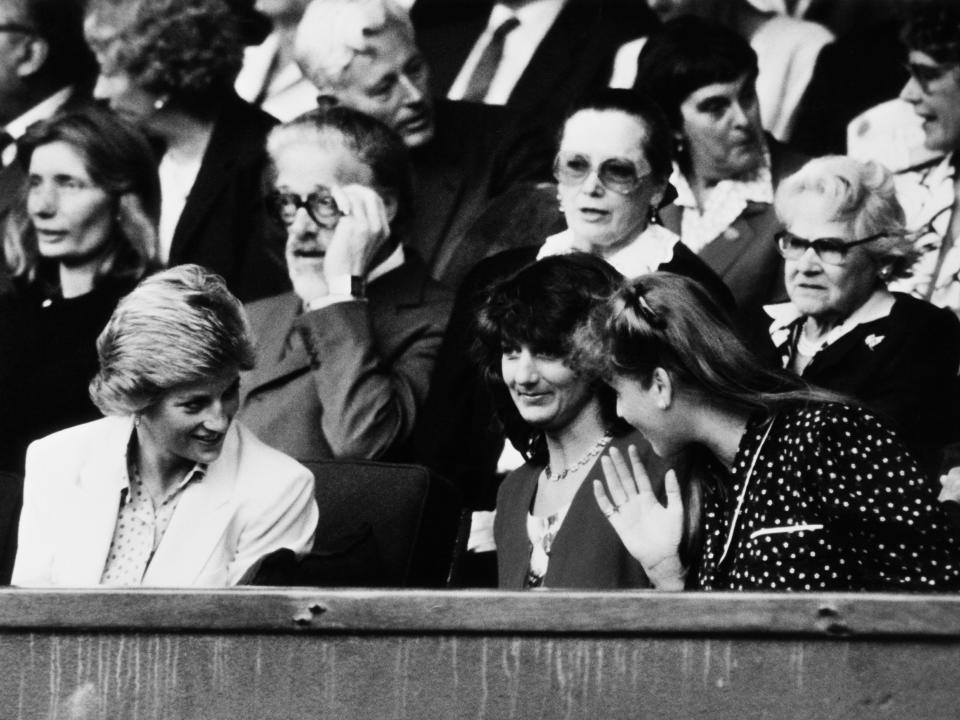 Princess Diana and Sarah Ferguson at Wimbledon in 1988.