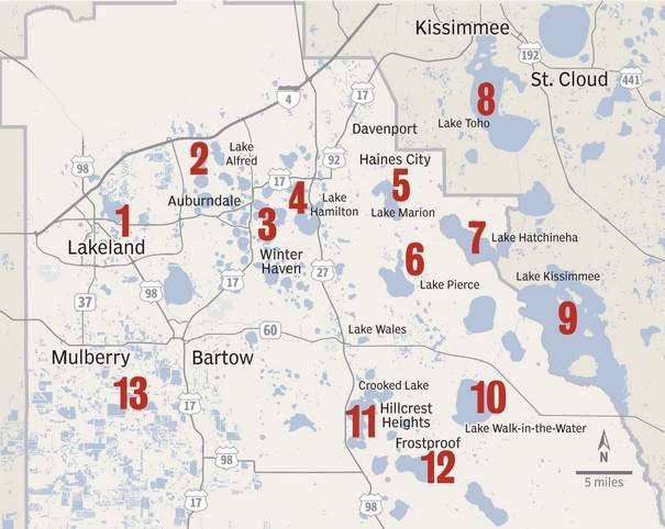 Freshwater fishing map of Polk County