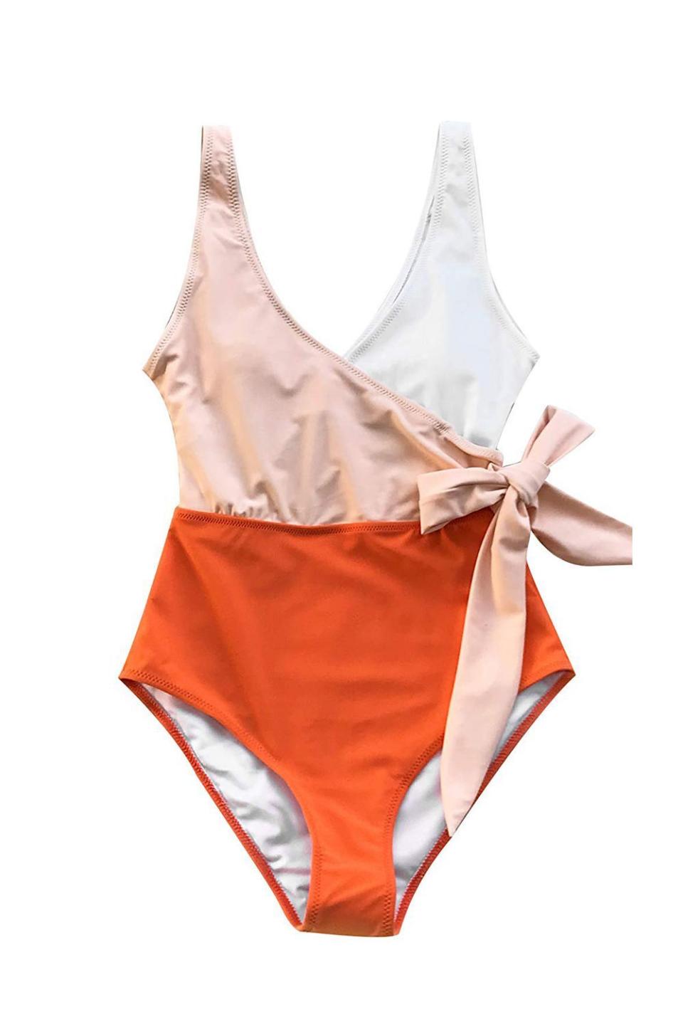 Pink, White, and Orange Swimsuit