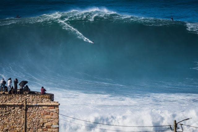 Big wave surfer Sebastian Steudtner from Germany rides a...