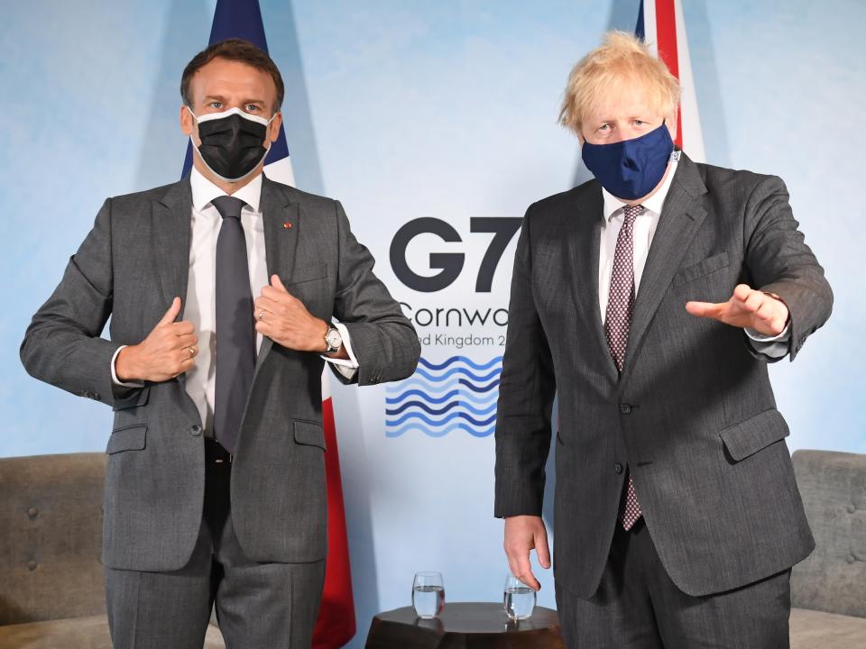 Emmanuel Macron and Boris Johnson together at G7 (PA)