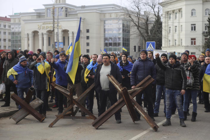 A rally against the Russian occupation in Kherson, Ukraine