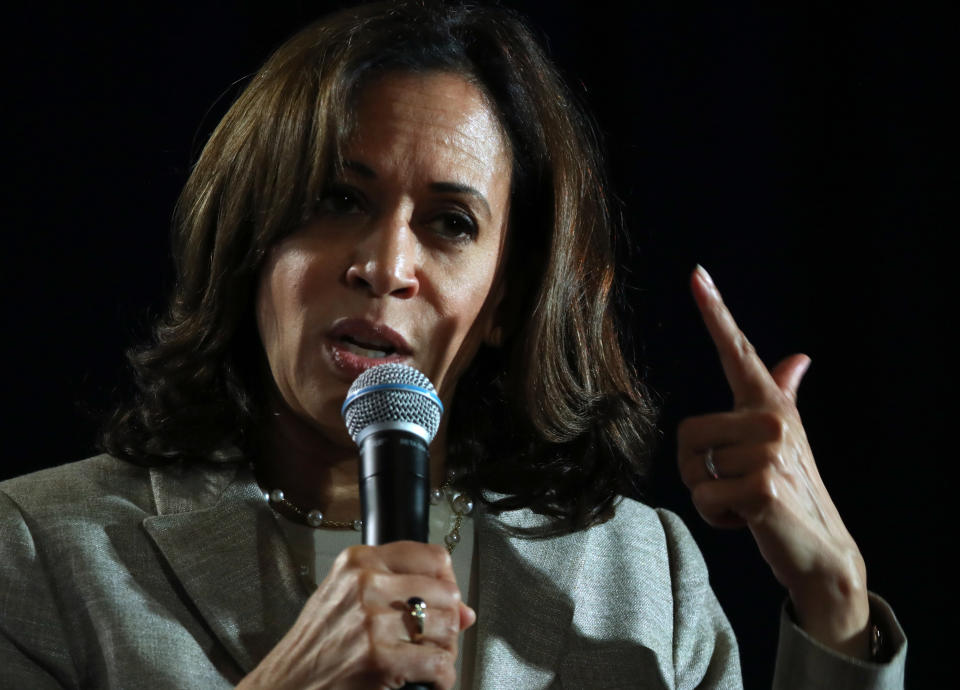 Democratic presidential candidate U.S. Sen. Kamala Harris (D-CA) speaks during the AARP and The Des Moines Register Iowa Presidential Candidate Forum on July 16, 2019 in Bettendorf, Iowa. (Photo: Justin Sullivan/Getty Images)