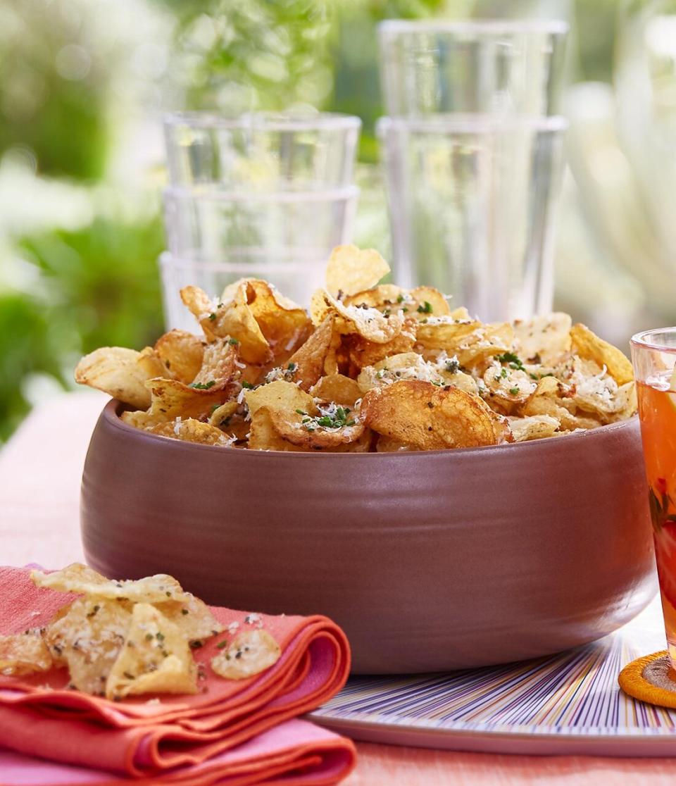 Elevate a bag of kettle-cooked potato chips with Parmesan, sage, chives, and lemon zest.