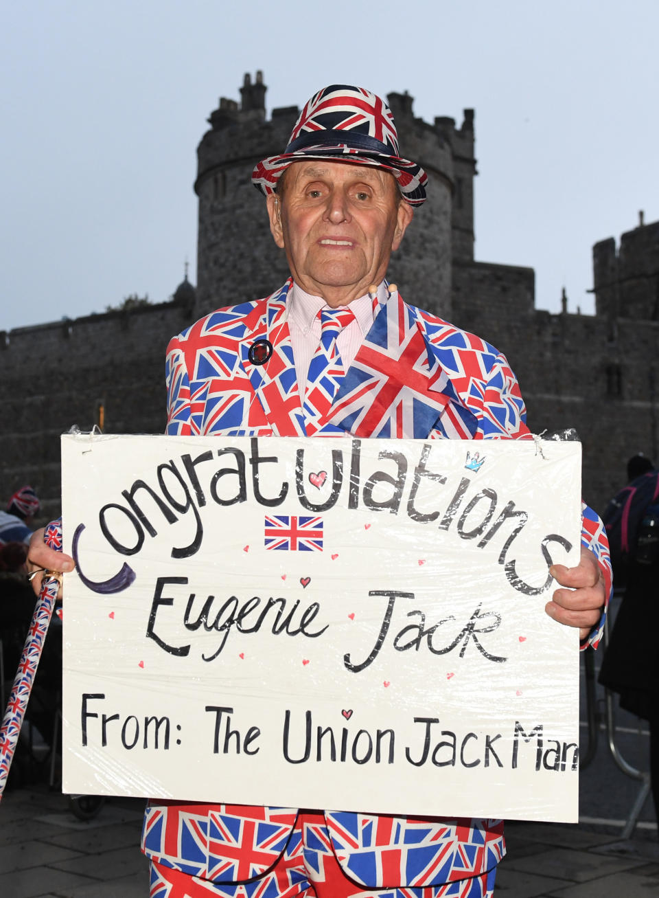 The "Union Jack Man" camping out before the royal wedding.&nbsp;