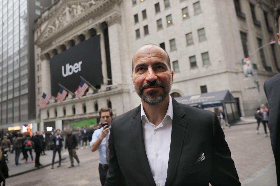 Der Uber-CEO lieferte auch Essensbestellungen mit dem Rad aus.  - Copyright: Spencer Platt/Getty Images