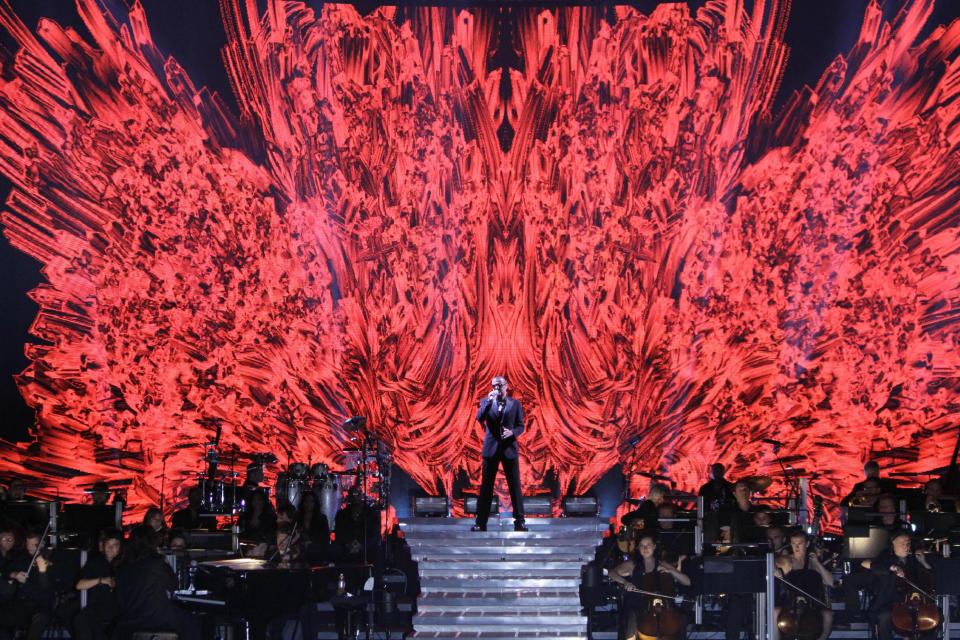 British singer George Michael performs at a concert to raise money for AIDS charity Sidaction, during the Symphonica tour at Palais Garnier Opera house in Paris, France, Sunday, Sept. 9, 2012. (AP Photo/Francois Mori)