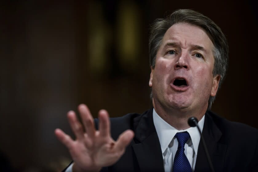 Supreme Court nominee Judge Brett M. Kavanaugh testifies before the Senate Judiciary Committee, Thursday, September 27, 2018 on Capitol Hill in Washington. (Gabriella Demczuk/The New York Times via AP, Pool)