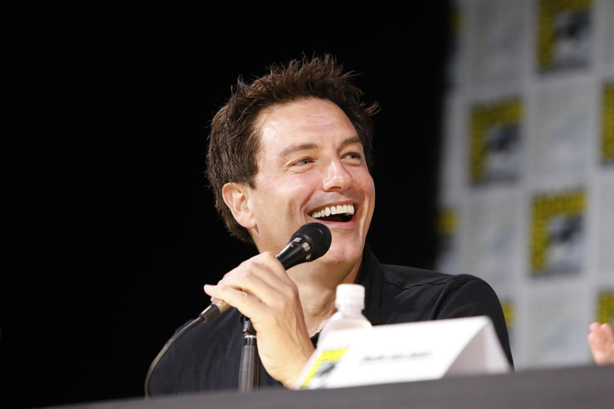 COMIC-CON INTERNATIONAL: SAN DIEGO -- "SYFY Hosts The Great Debate Panel" -- Pictured: John Barrowman -- (Photo by: Evans Vestal Ward/SYFY/NBCU Photo Bank/NBCUniversal via Getty Images)