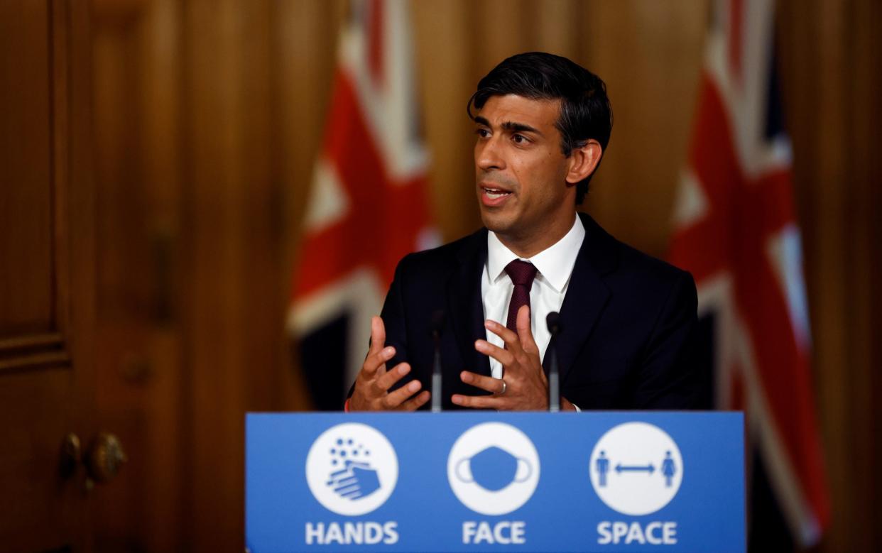 Rishi Sunak speaks during a virtual news conference on September 24, 2020