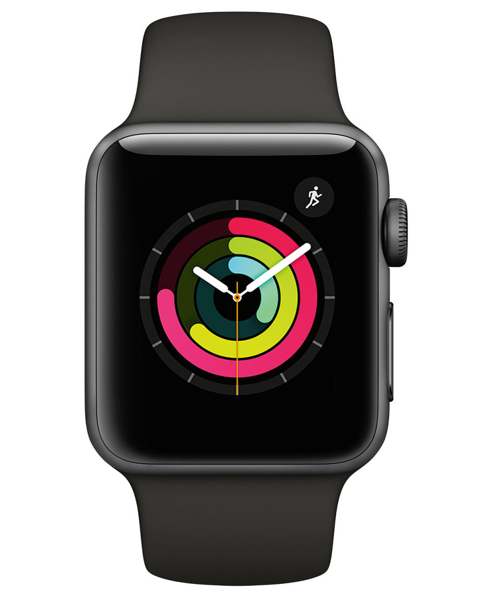 Apple Watch Series 3 (GPS), 38mm Space Gray Aluminum Case with Gray Sport Band