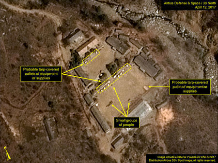 North Korea’s Punggye-ri Nuclear Test Site is seen in commercial satellite imagery taken April 12, 2017. Image includes material Pleiades (c) CNES 2017. Distribution Airbus DS/Spot Image, all rights reserved. Courtesy Airbus Defense & Space and 38 North/Handout via REUTERS