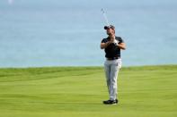 Aug 16, 2015; Sheboygan, WI, USA; Jason Day watches his shot on the 8th hole during the final round of the 2015 PGA Championship golf tournament at Whistling Straits. Mandatory Credit: Thomas J. Russo-USA TODAY Sports