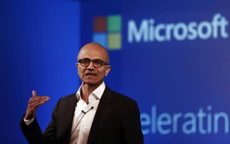 Microsoft Chief Executive Officer (CEO) Satya Nadella addresses the media during an event in New Delhi September 30, 2014. REUTERS/Adnan Abidi