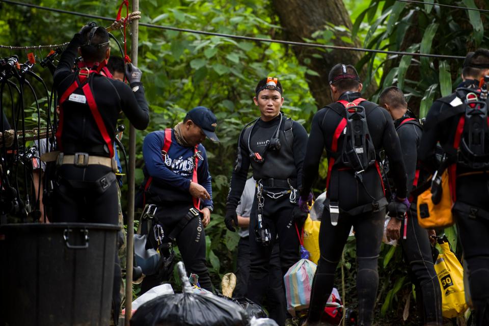 Rescue workers now face a race against time to free the boys and their coach. Source: AFP via Getty