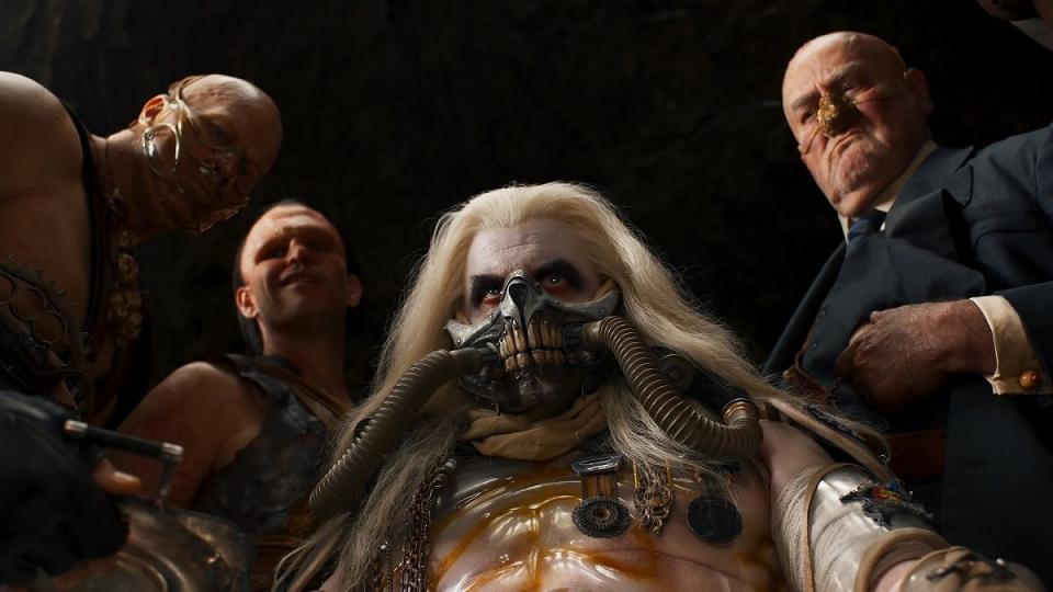 The villains of Furiosa. From left: Rictus (Nathan Jones); Scrotus (Josh Helman); Immortan Joe (Lachy Hulme); The People Eater (John Howard).