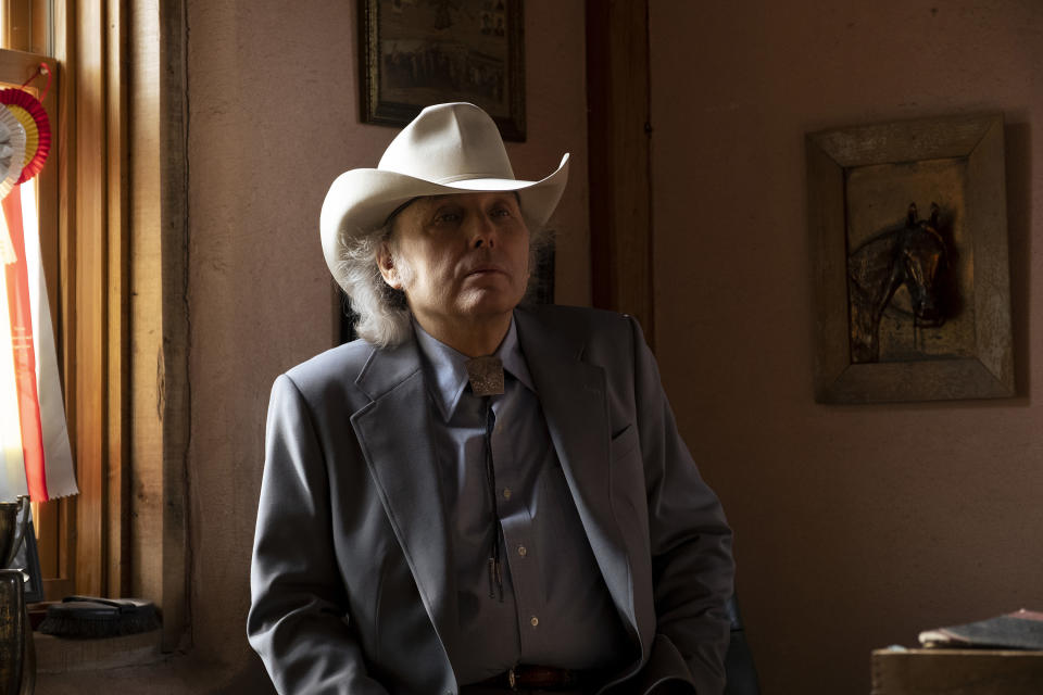 This image released by Warner Bros. Pictures shows Dwight Yoakam in a scene from "Cry Macho." (Claire Folger/Warner Bros. Pictures via AP)