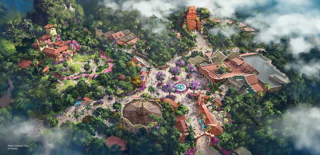 <p>Disney</p> Concept art for new "tropical Americas" land at Disney World's Animal Kingdom.