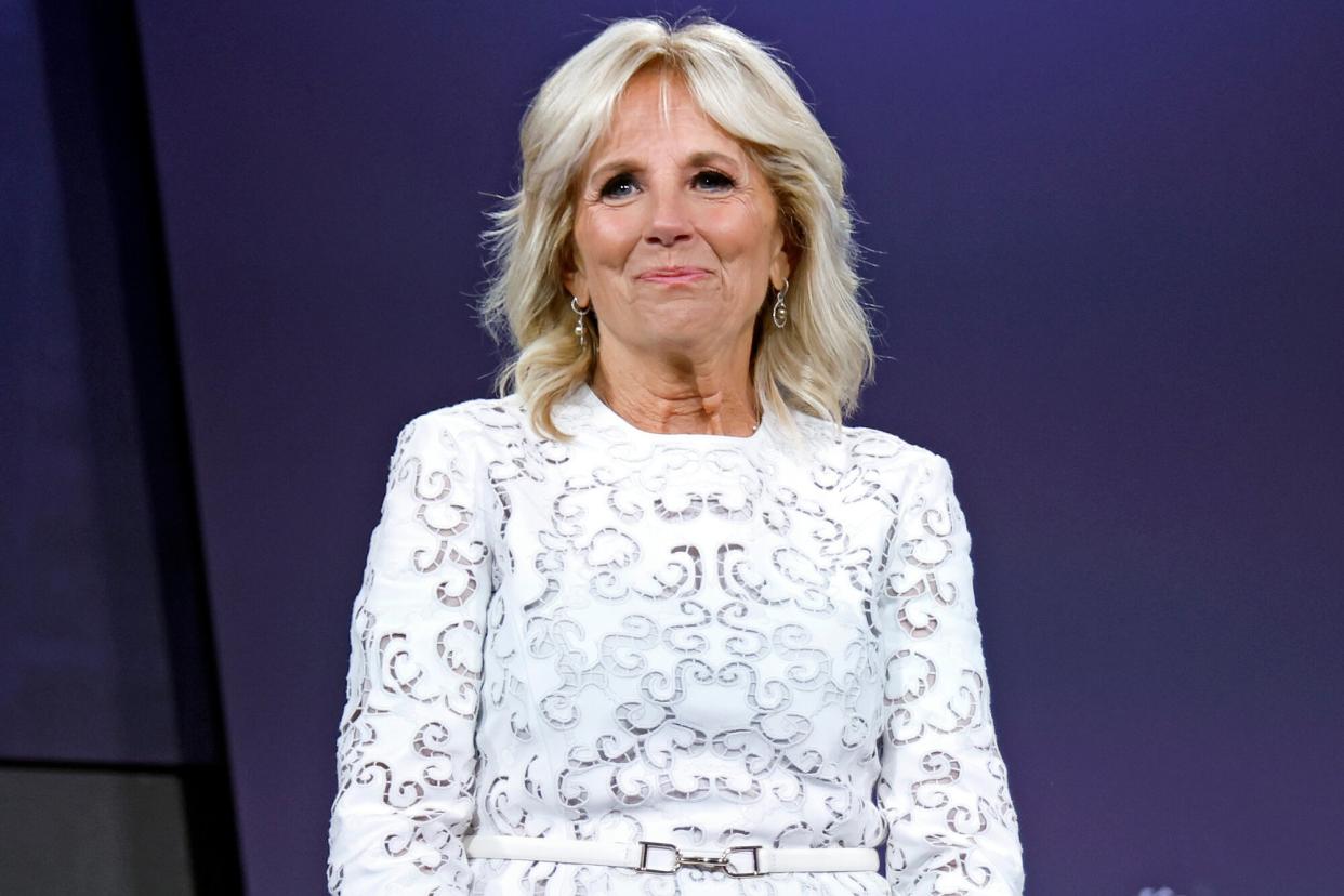 First Lady of the United States Jill Biden speaks on stage during The 2022 Concordia Annual Summit - Day 3 at Sheraton New York on September 21, 2022 in New York City.