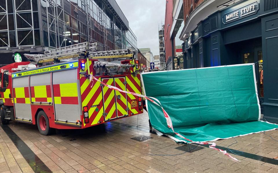 Scaffolding falls in Belfast