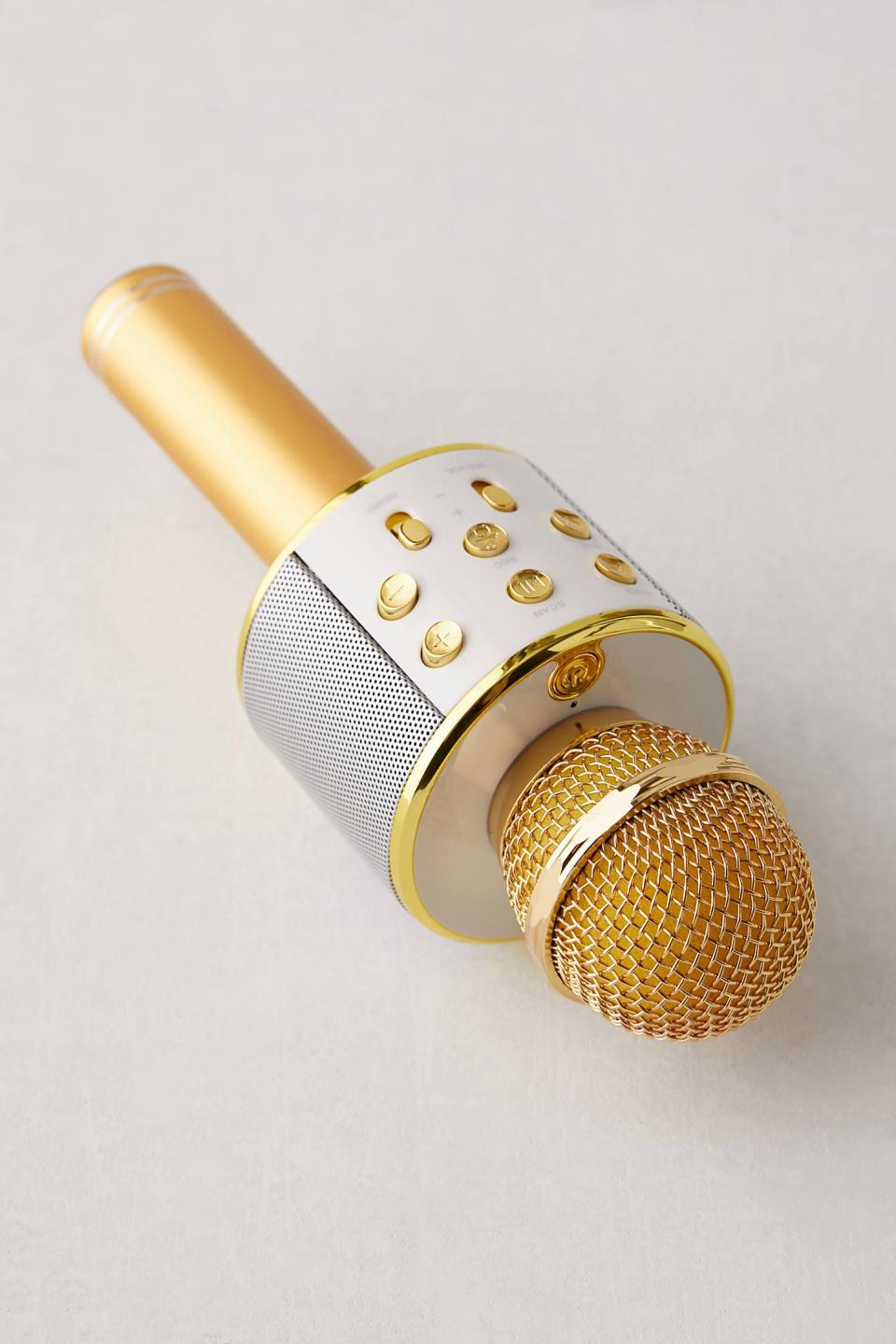 <p><strong>Urban Outfitters</strong></p><p>urbanoutfitters.com</p><p><strong>$30.00</strong></p><p>Turn mundane nights into epic karaoke parties with this wireless microphone from Urban Outfitters. Setting it apart from similar products, this one includes a built-in phone holder so you can easily display lyrics in case you forget the words. </p>