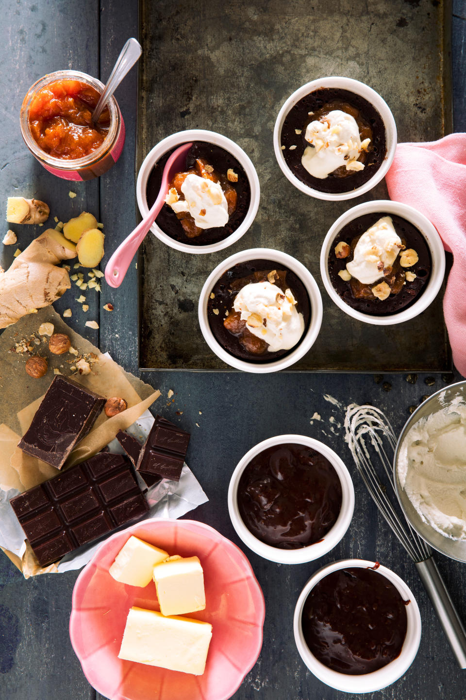 Fudge Cakes with Jasmine Tea Whipped Cream