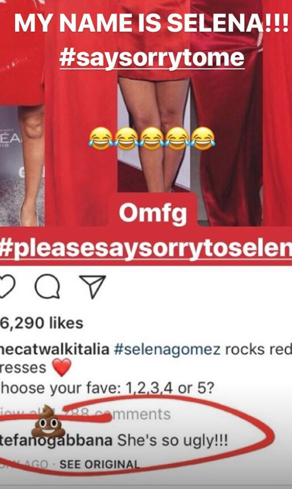 Stefano Gabbana addressed the Selena Gomez backlash on Instagram Stories on Thursday morning. (Photo: Stefano Gabbana via Instagram Stories)