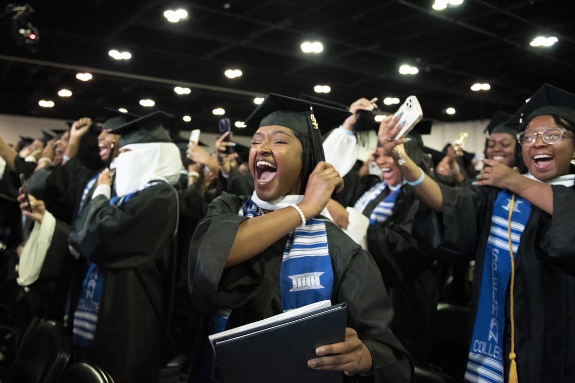 Participants in the Spelman College 136th Commencement celebrate in College Park, Ga., in May, 2023. (Julie Yarbrough, Spelman College via AP)