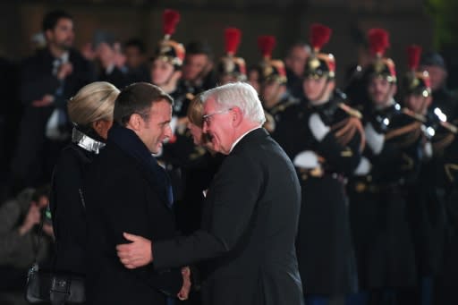 French President Emmanuel Macron and his German counterpart Frank-Walter Steinmeier attended a military ceremony in Strasbourg, eastern France, as part of World War I centenary celebrations