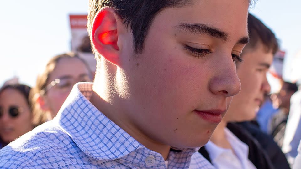 Ami Forman, 15, of New Jersey, went to Tuesday's March for Israel with his high school. - Rebecca Wright/CNN