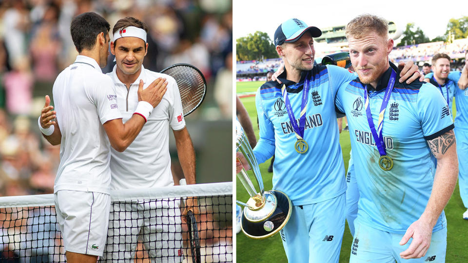 The Wimbledon final between Roger Federer and Novak Djokovic attracted a higher peak audience than England's victory over New Zealand in the Cricket World Cup. (Getty Images)