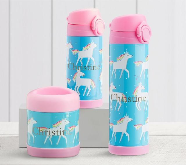 Mackenzie Navy Pink Multicolor Hearts Kids Water Bottles & Thermos