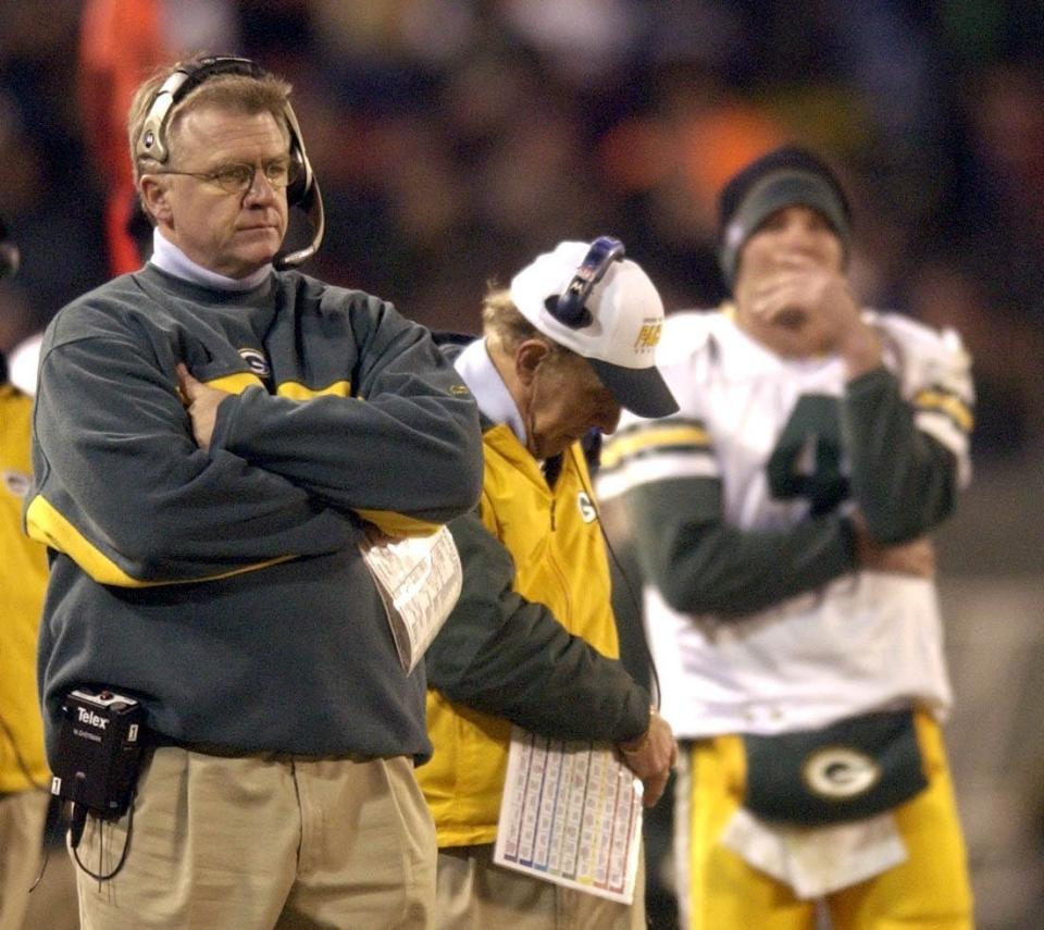 Green Bay Packers head coach Mike Sherman can only watch his team crumble against the New York Jets during their game Sunday, December 28, 2002 at The Meadowlands in East Rutherford, N.J.