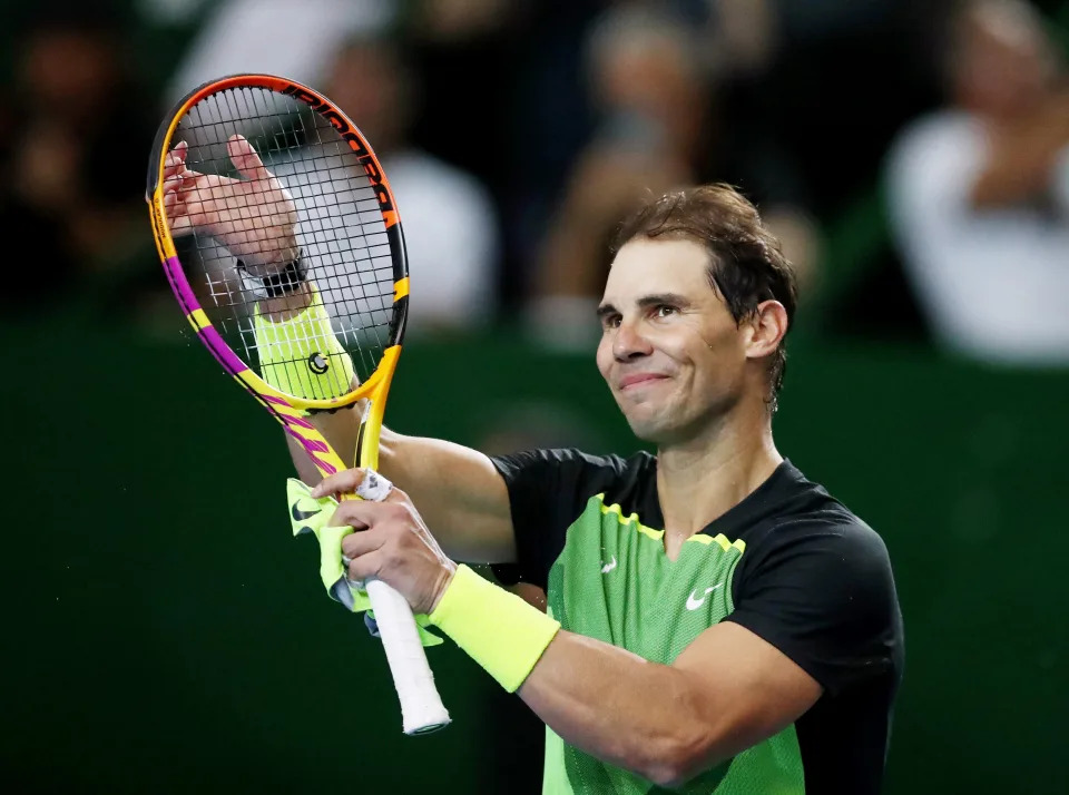 Tennis - Rafael Nadal exhibition match alongside former WTA Grand Slam champion Gabriela Sabatini - Parque Roca, Buenos Aires, Argentina - November 23, 2022 Spain's Rafael Nadal celebrates winning his exhibition match against Norway's Casper Ruud REUTERS/Agustin Marcarian