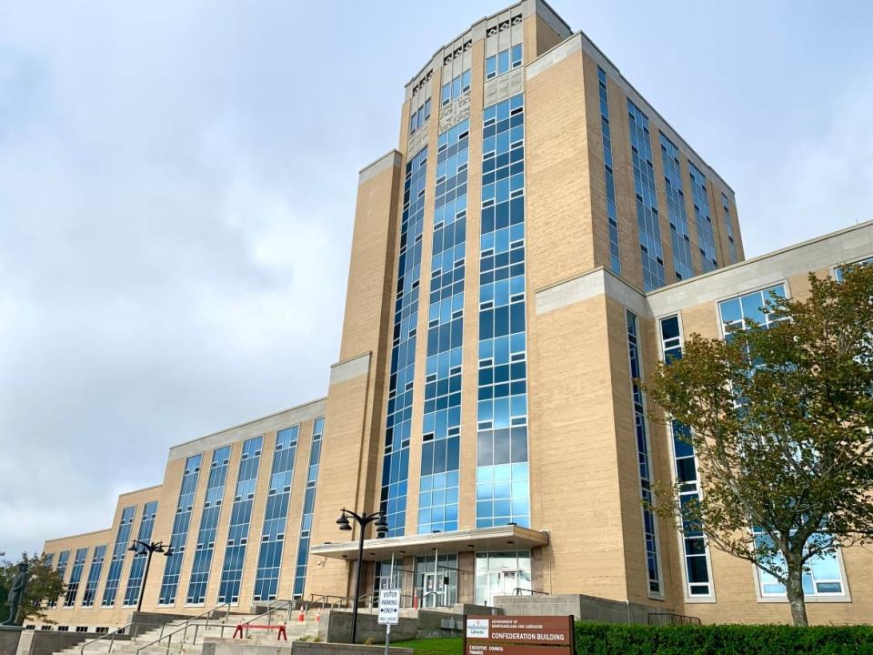 Student, labour and community groups will take to the steps outside Confederation Building in St. John's on Monday afternoon. (Sarah Smellie/The Canadian Press - image credit)