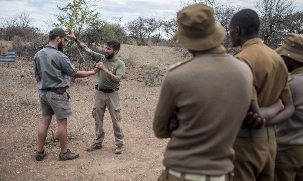 Rangers take part in anti-poaching training with US military veterans in Musina, Limpopo, South Africa.