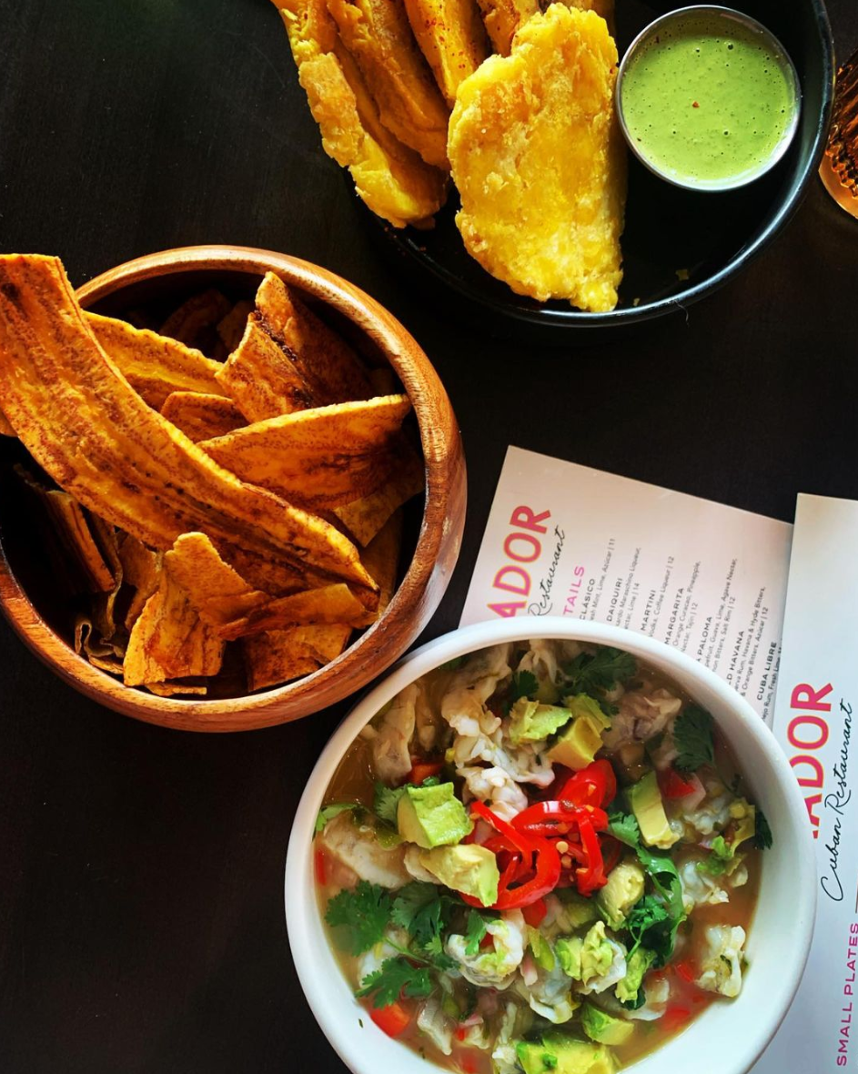 Shrimp ceviche, plantain chips and tostones at Amador, a new Cuban-style restaurant at Newport-on-the-Levee
