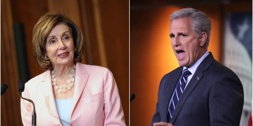 Nancy Pelosi and Kevin McCarthy pictured