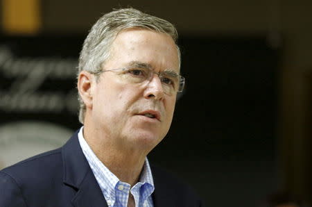 Former Florida Governor and Republican candidate for president Jeb Bush speaks during a town hall with high school students at La Progresiva Presbyterian School in Miami, Florida, September 1, 2015. REUTERS/Joe Skipper