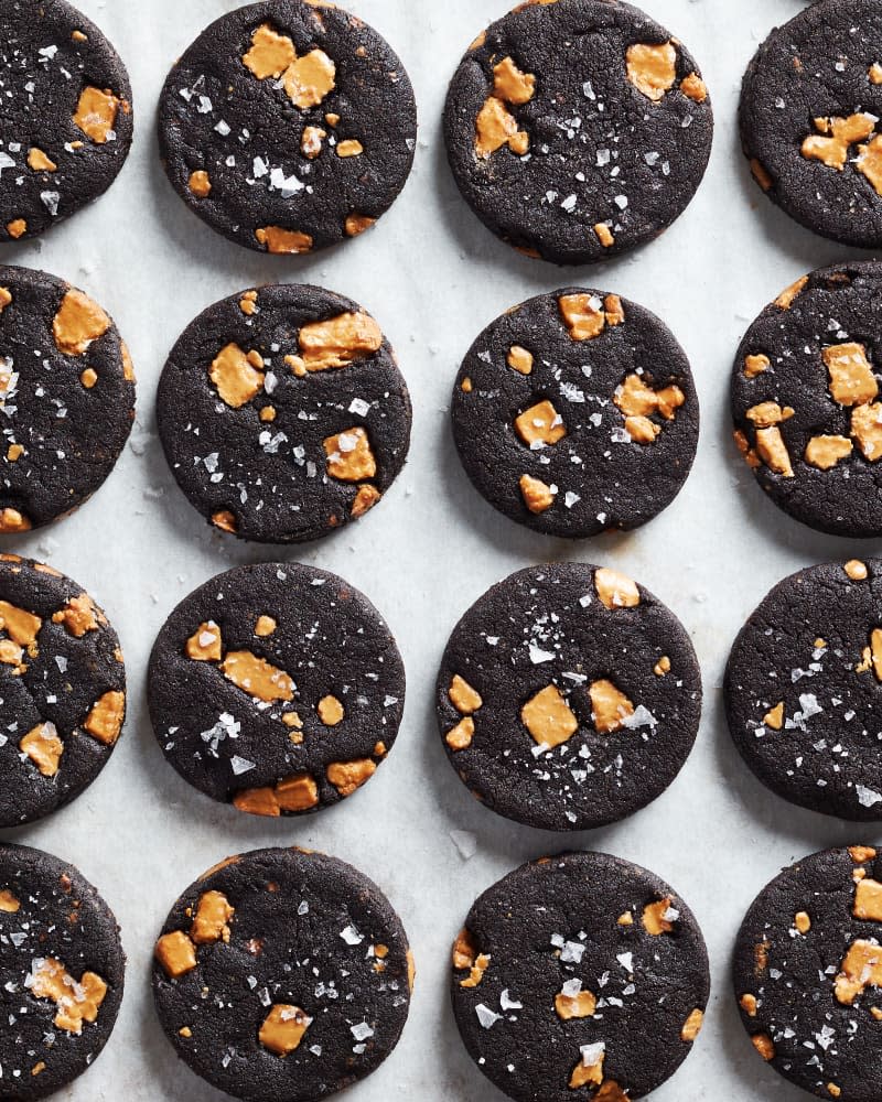 Salted Black Sables with Caramelized White Chocolate