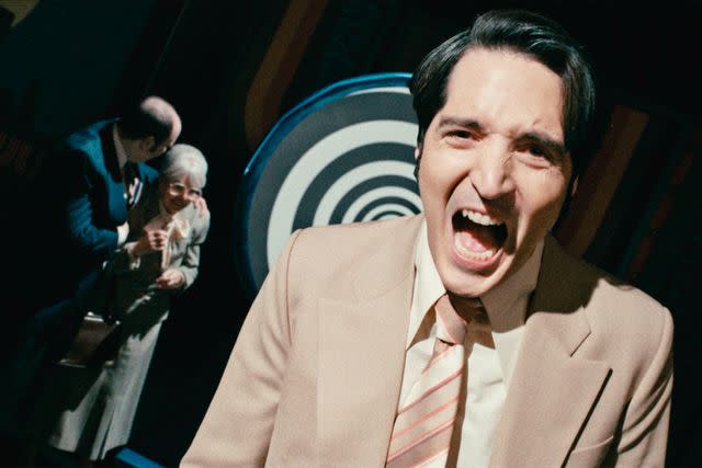 <p>Courtesy of IFC Films and Shudder</p> David Dastmalchian in <em>Late Night with the Devil</em> (2024)