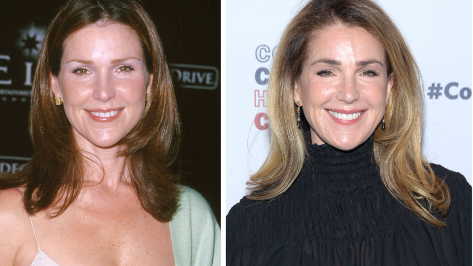 Peri Gilpin pictured in 1999 and 2019 Frasier cast then and now