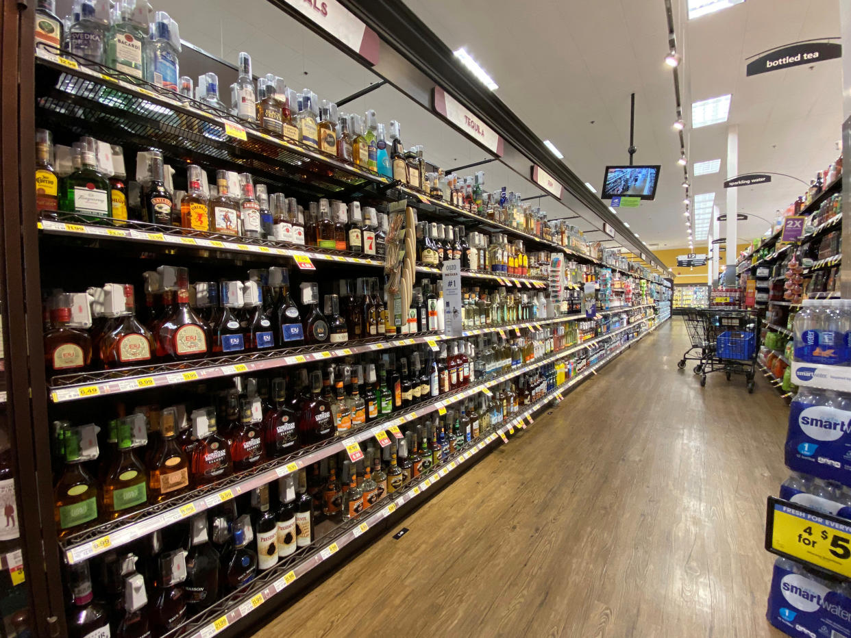 The liquor aisle is pictured at a Ralphs grocery store during the outbreak of the coronavirus disease (COVID-19), in Pasadena, California, U.S., June 11, 2020. Picture taken June 11, 2020. REUTERS/Mario Anzuoni