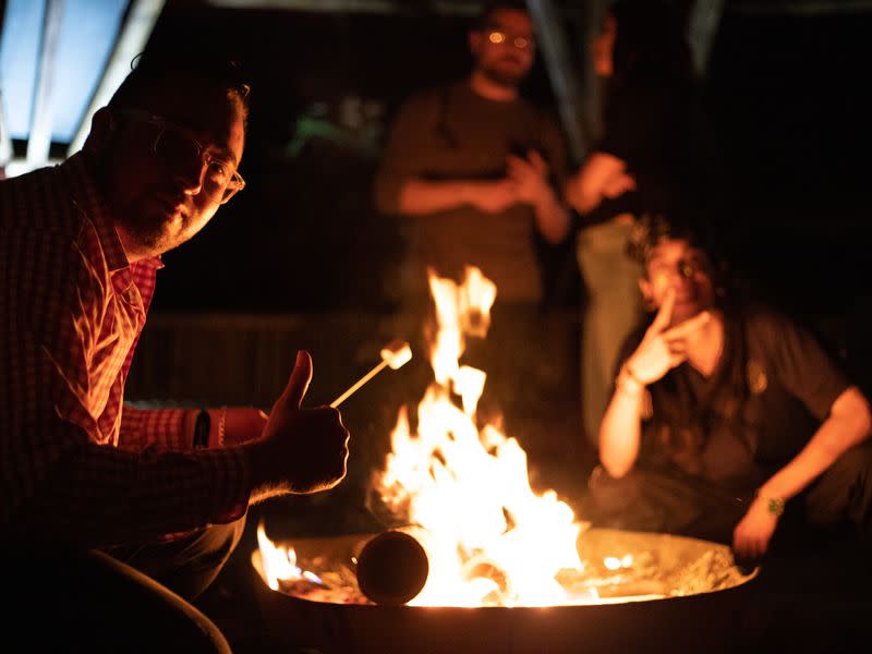 At the nightly bonfire for the Blockchain Infrastructure Carbon Offsetting Working Group retreat, Sept. 2022.