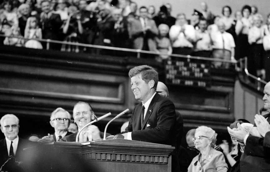 President John F. Kennedy speaks at the Tabernacle in Salt Lake City on Sept. 26, 1963. | Deseret News Archives
