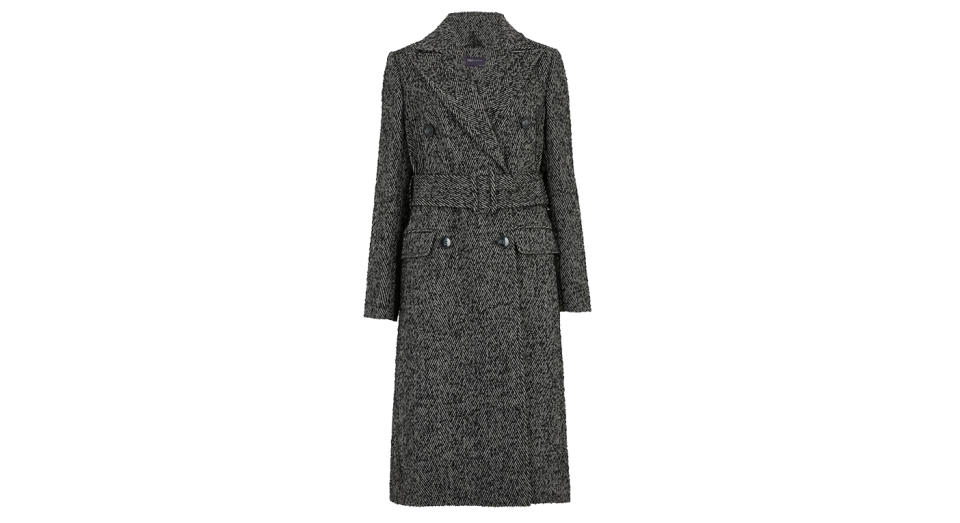 Herringbone Belted Longline Coat 