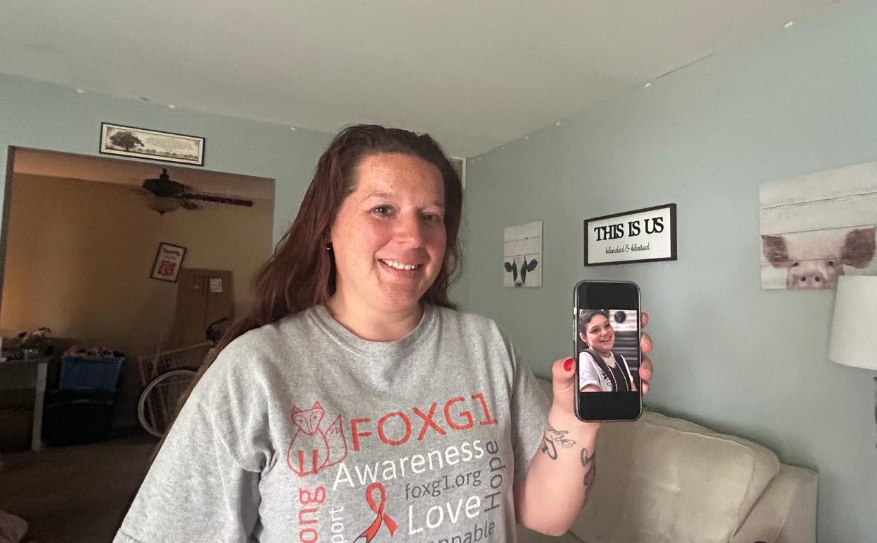 Alesa Lacovara shows a picture of her daughter Riley. The Gloucester City mom wanted her daughter to be on the Camden County Special Needs Registry so responders and police can communicate with Riley, who is non-verbal but can answer yes or no questions.