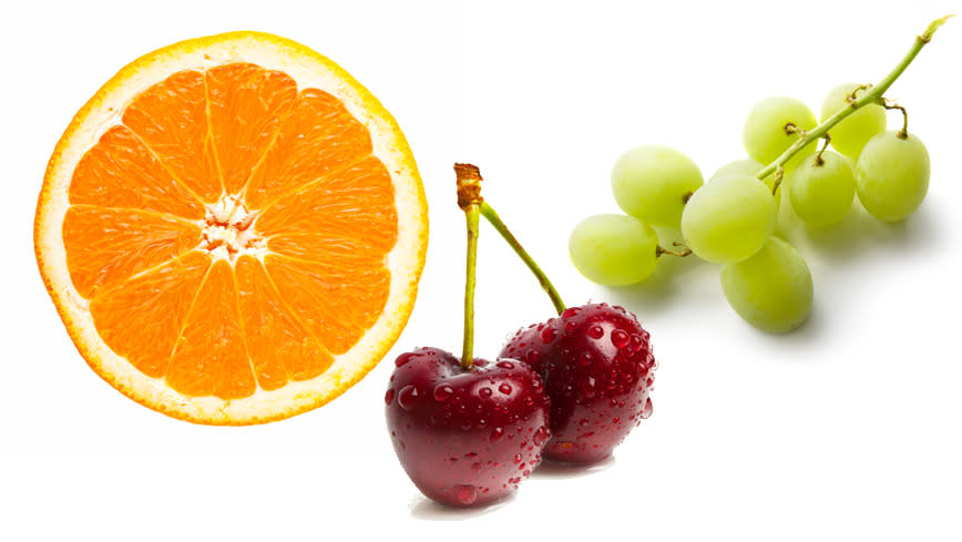72 kJ Low in energy but high in vitamin C, it’s an ideal weight-loss snack. Cherries: 12 260 kJ Opt for the tart kind: research shows they help fight kilo creep. Grapes: 20 285 kJ This antioxidant-rich snack provides a dose of belly-friendly fibre.